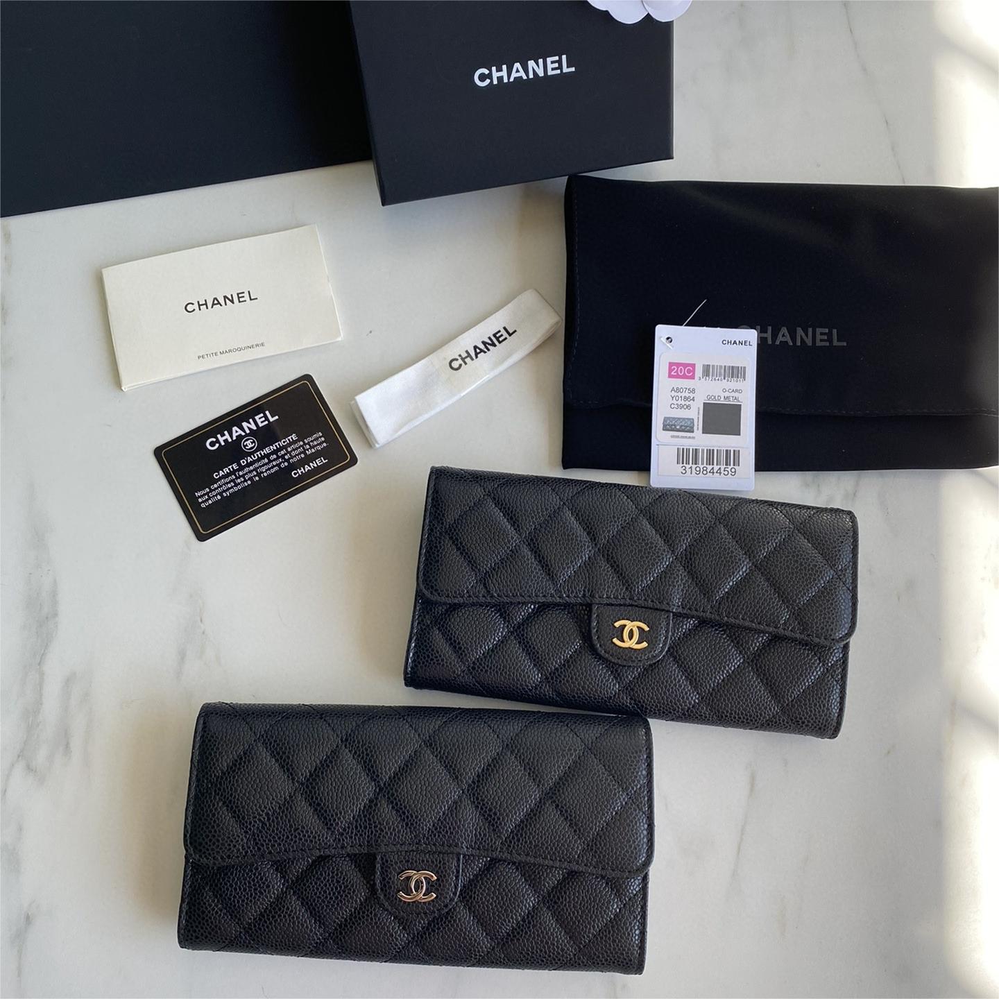 Chanel-Lychee patterned CF long wallet