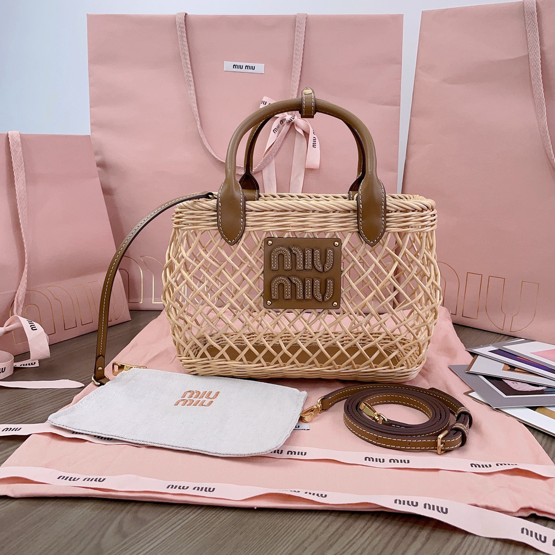 MiuMiu-Summer vacation style new woven hollow vegetable basket