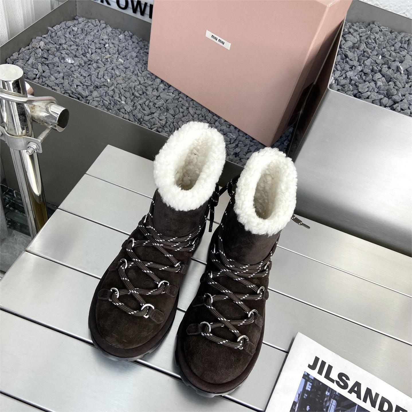 miumiu-Autumn and winter wool snow boots shoes
