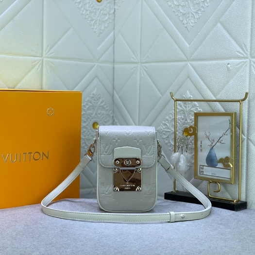 LV-Embossed Cowhide Camera Bag