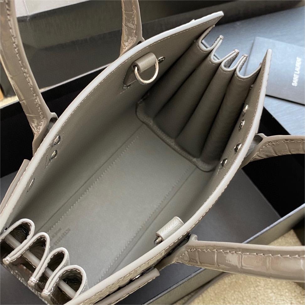 YSL-Organ Bag Gray Crocodile Pattern 22CM