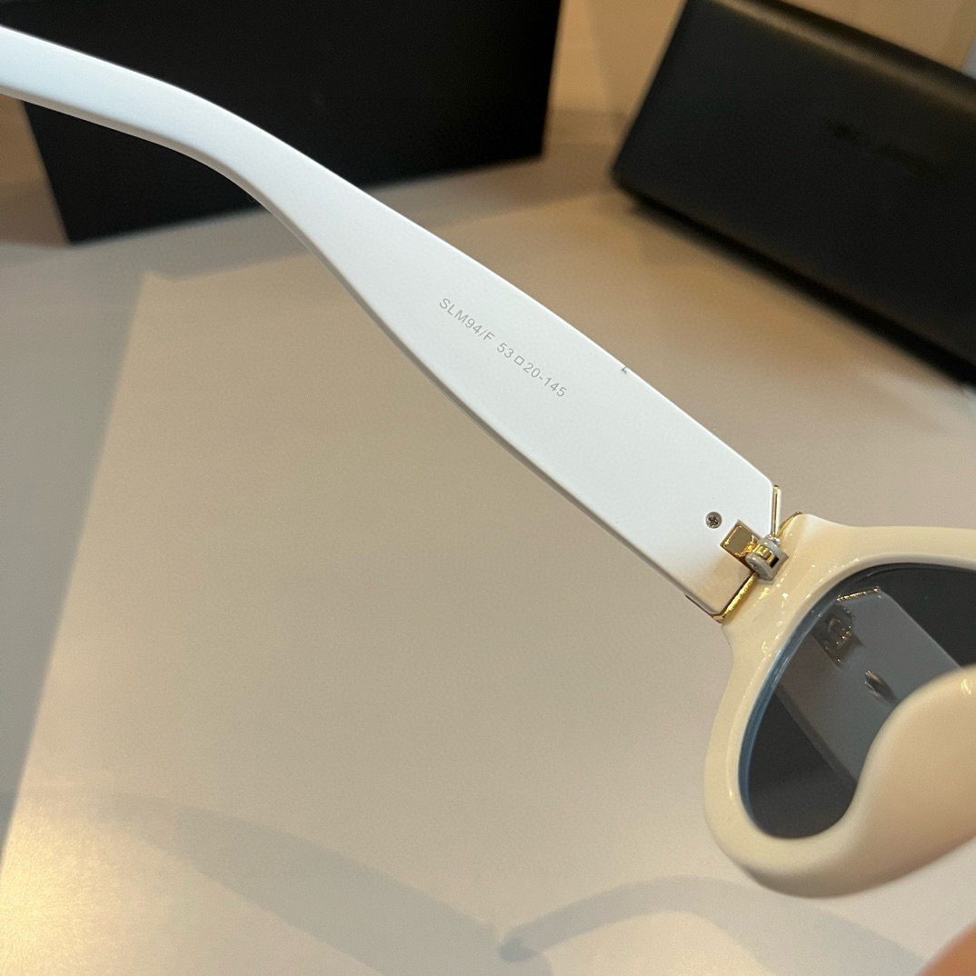 YSL-SLM94 white gold side logo cat eye sunglasses