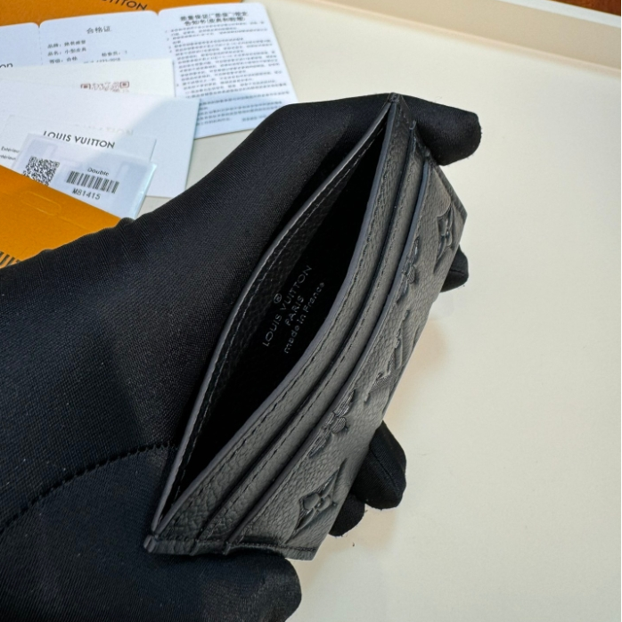 LV-Embossed Card Clip Wallet