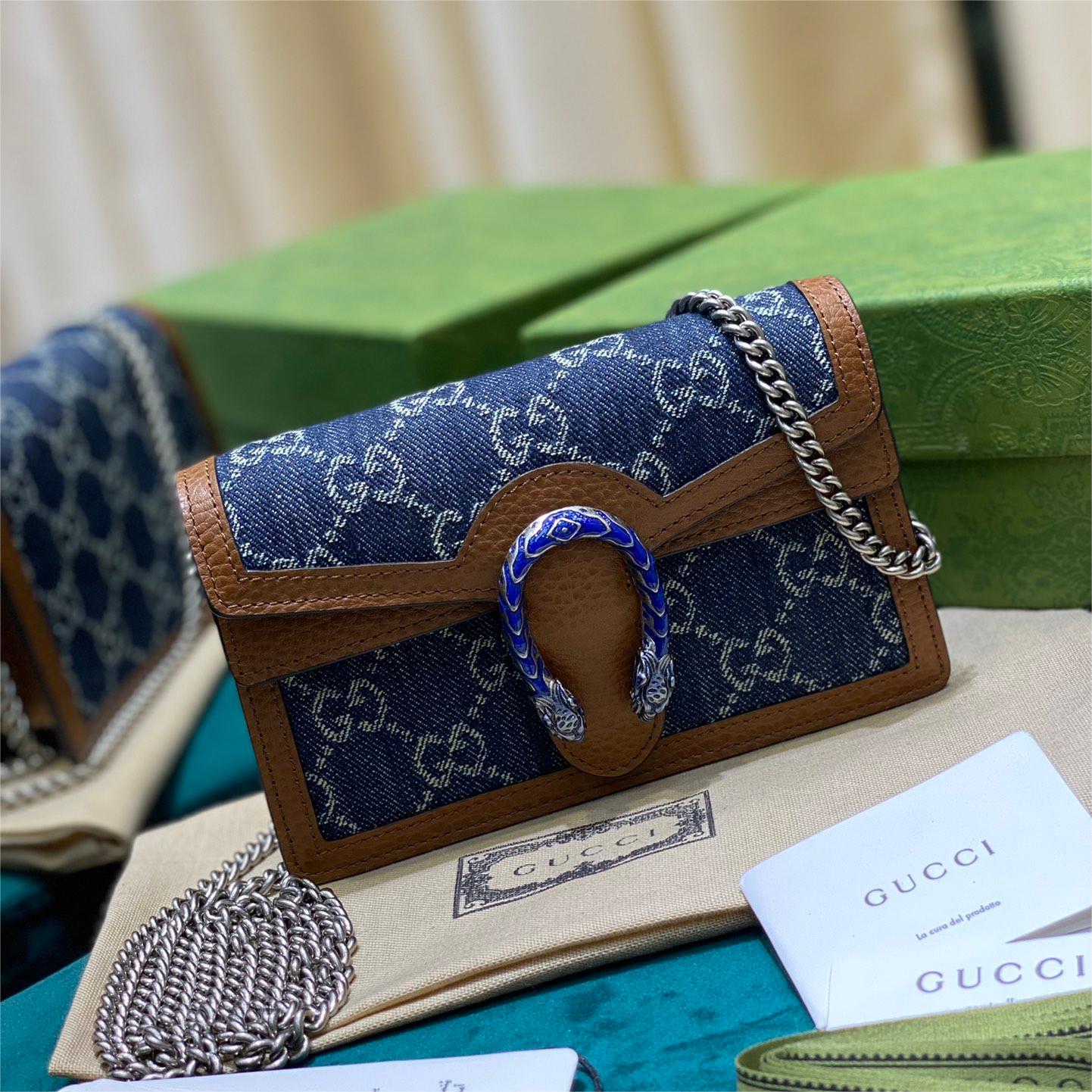 GUCCI-Dionysus Blue Denim Mini chain bag