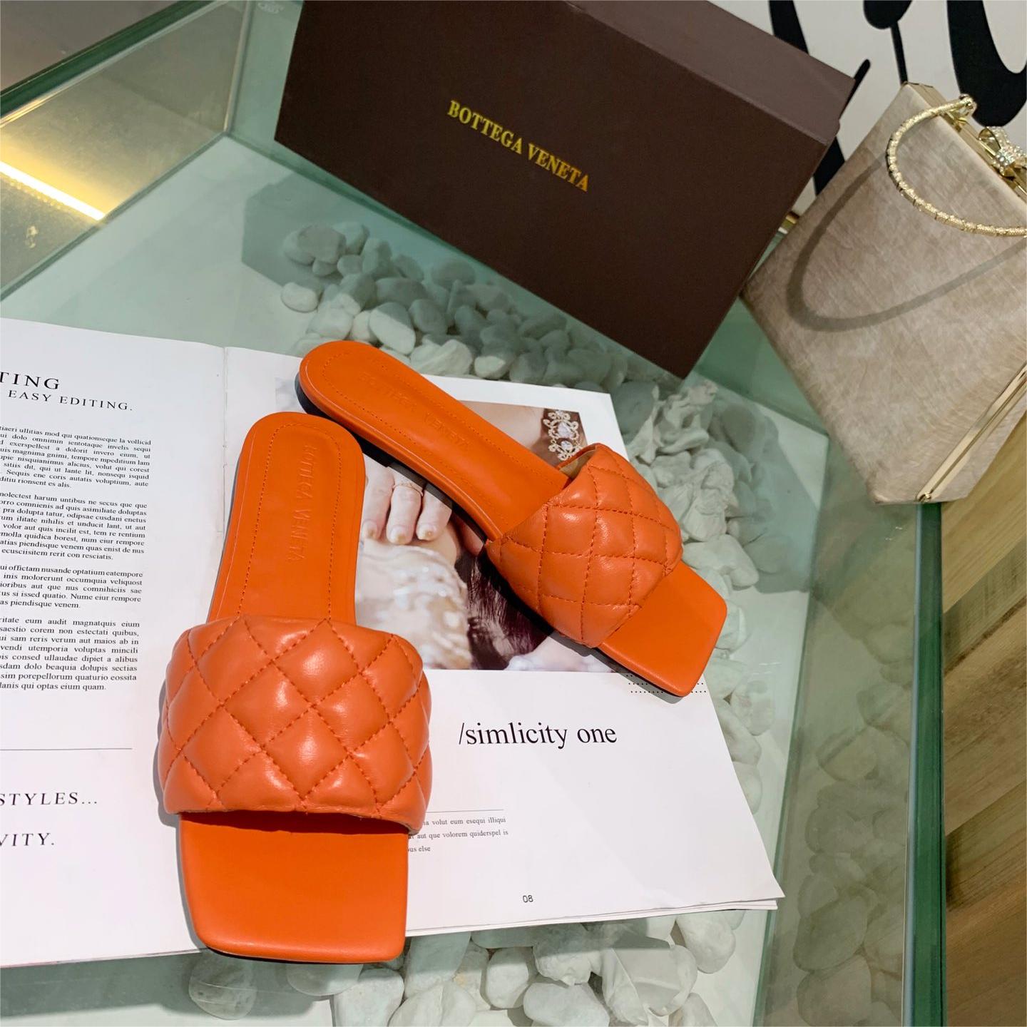 BV-Ling grid flat slippers