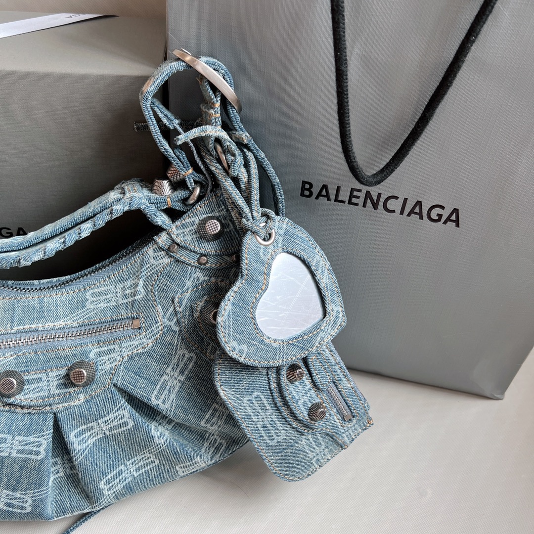 Balenciaga-Dumpling bun denim print blue