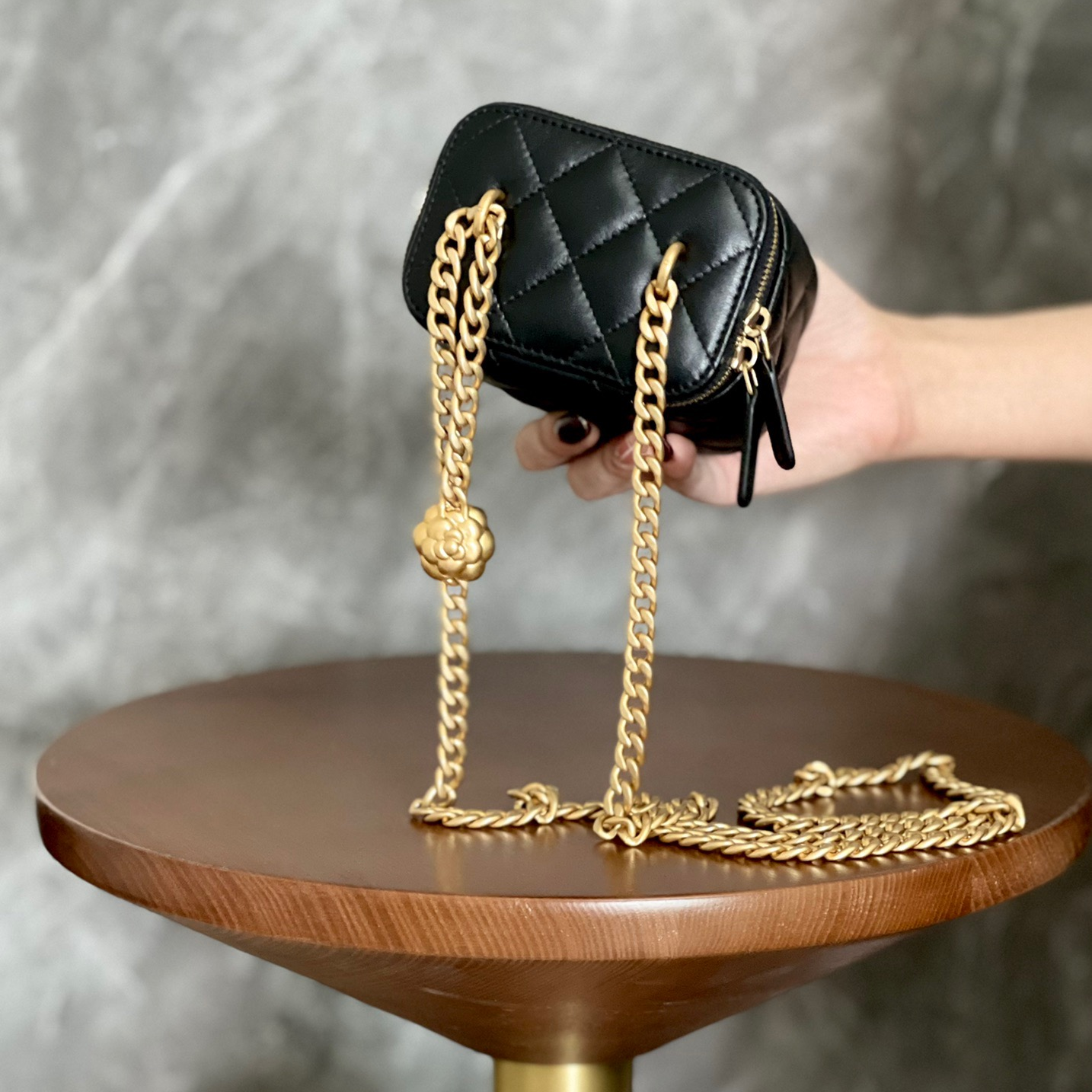 Chanel-Camellia sheepskin bag