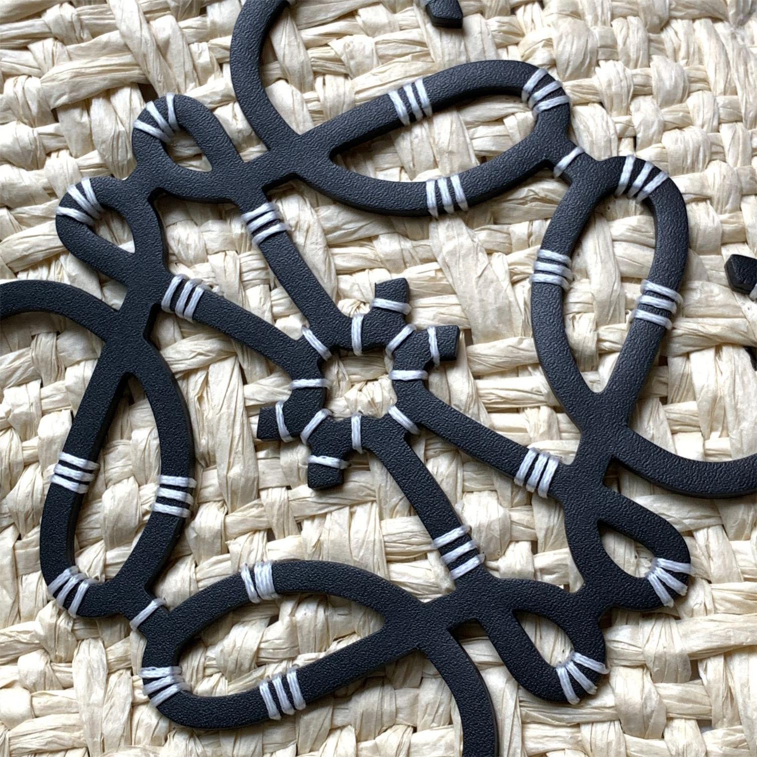 LOEWE-Large size Iraka palm fiber and cowhide Anagram Basket handbag