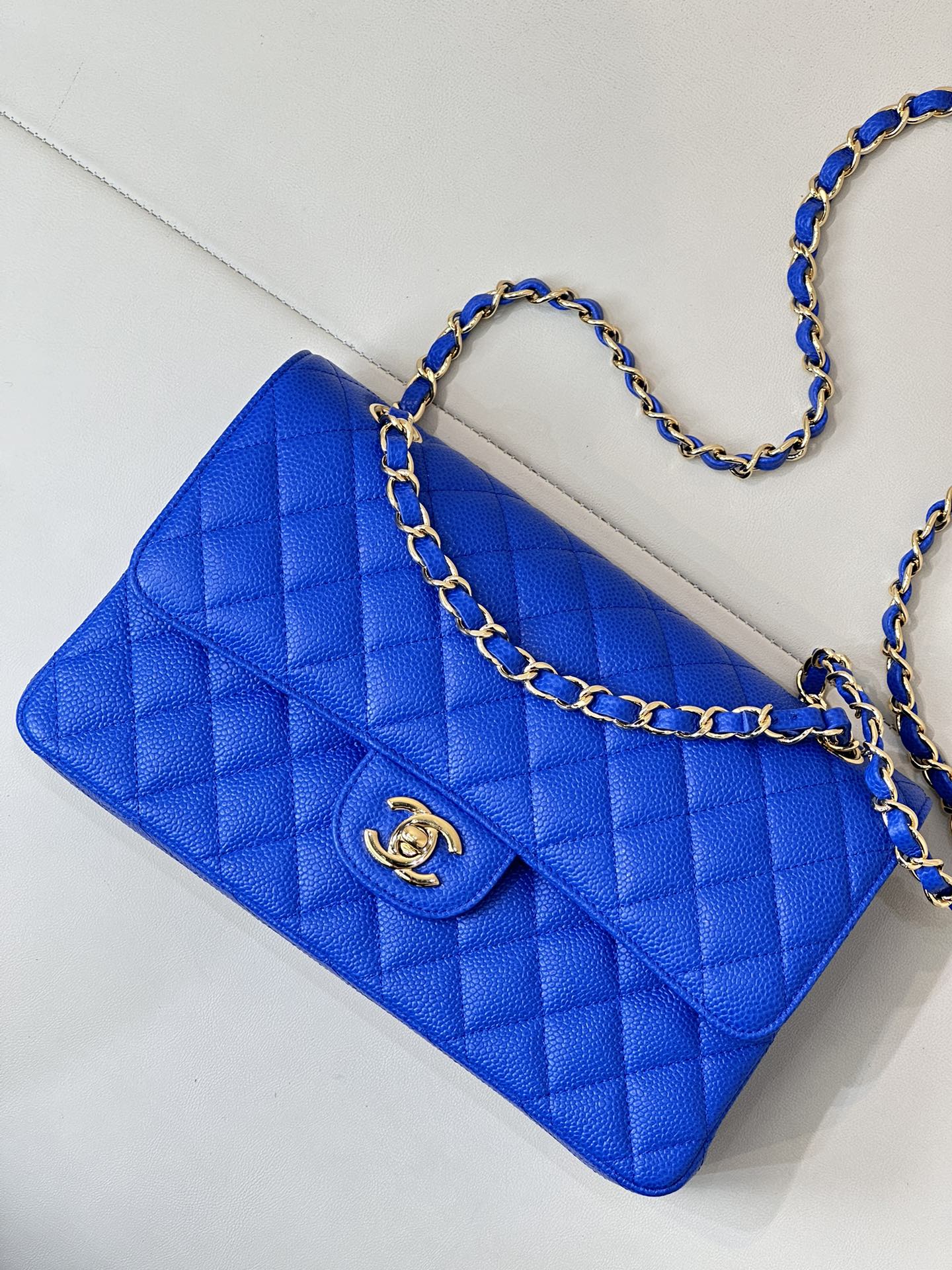 CHANEL - Classic Flap Medium Size Klein Blue Flap  Bag