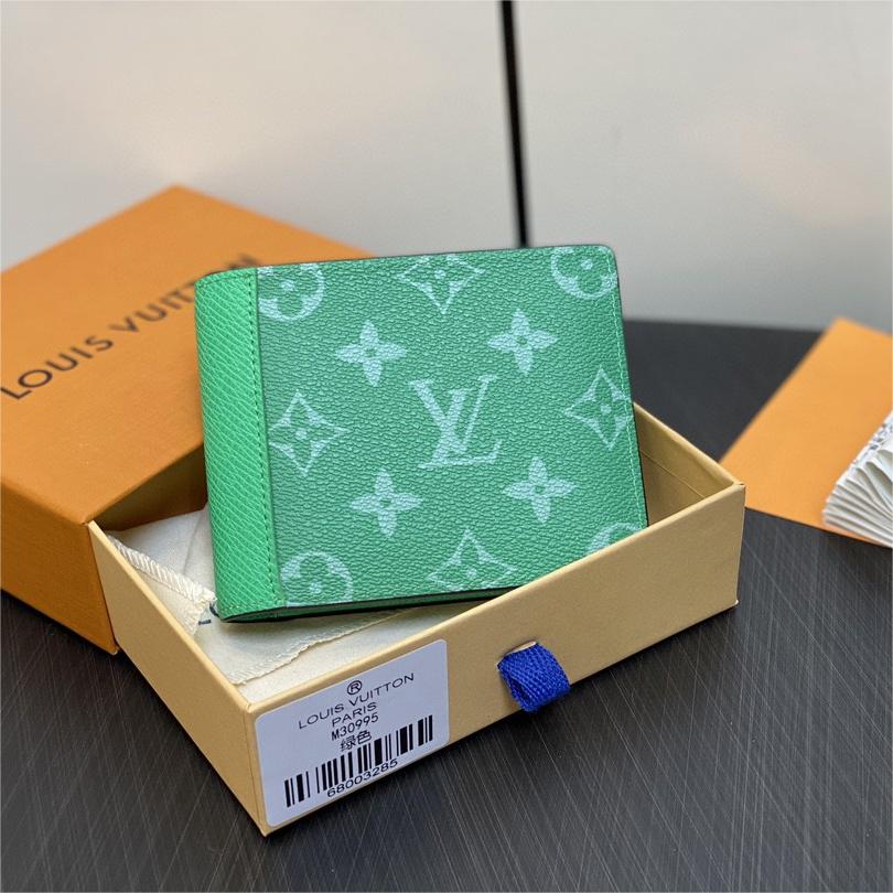 LV-Splicing Ta ï ga leather with monogram eclipse canvas wallet