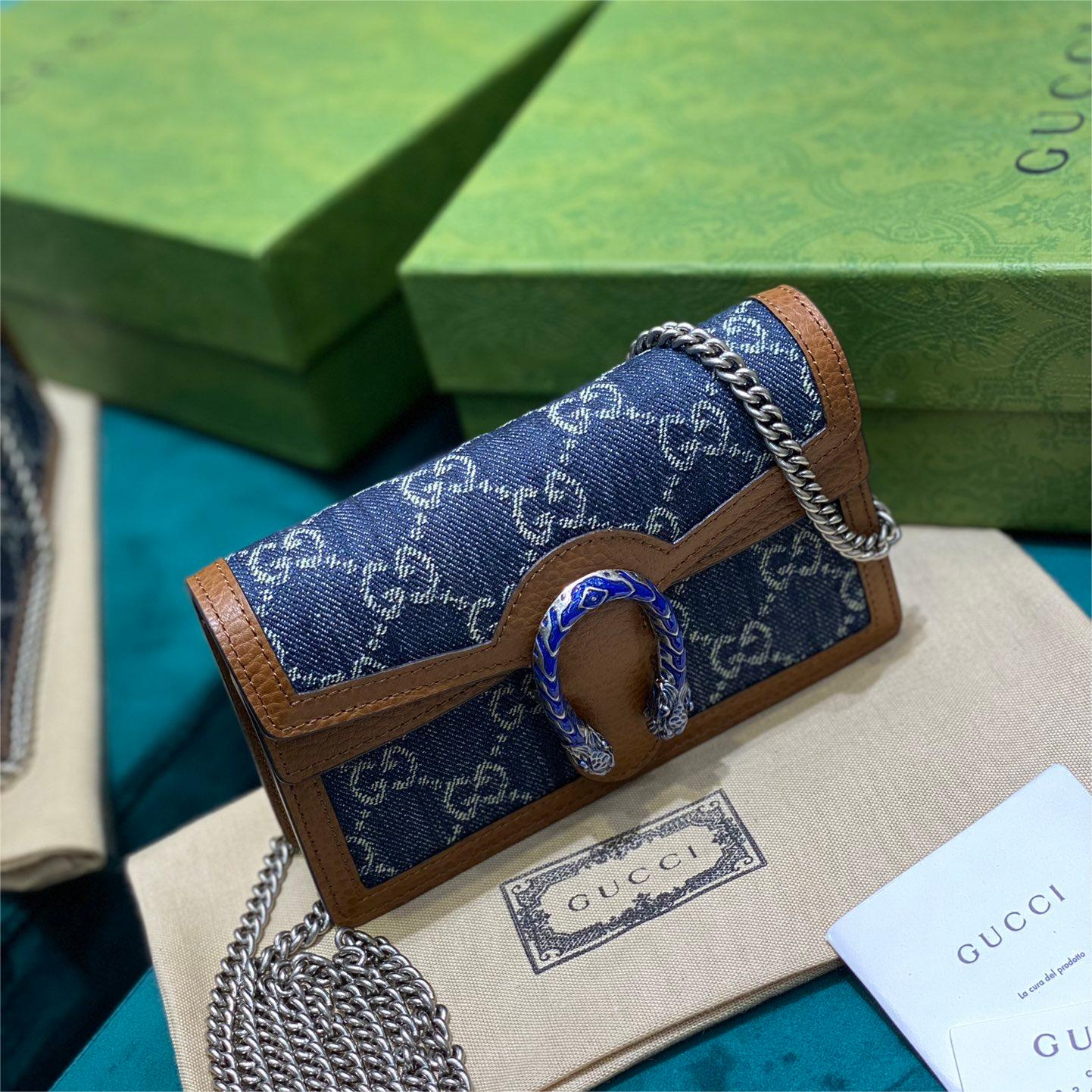 GUCCI-Dionysus Blue Denim Mini chain bag