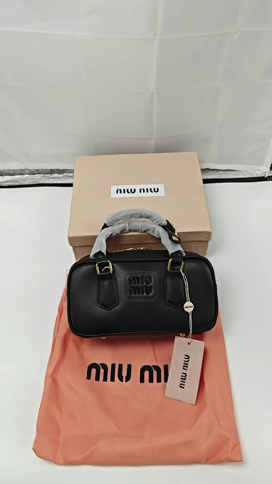 MIU MIU - Arcadie Leather Mini Shoulder Bag Black