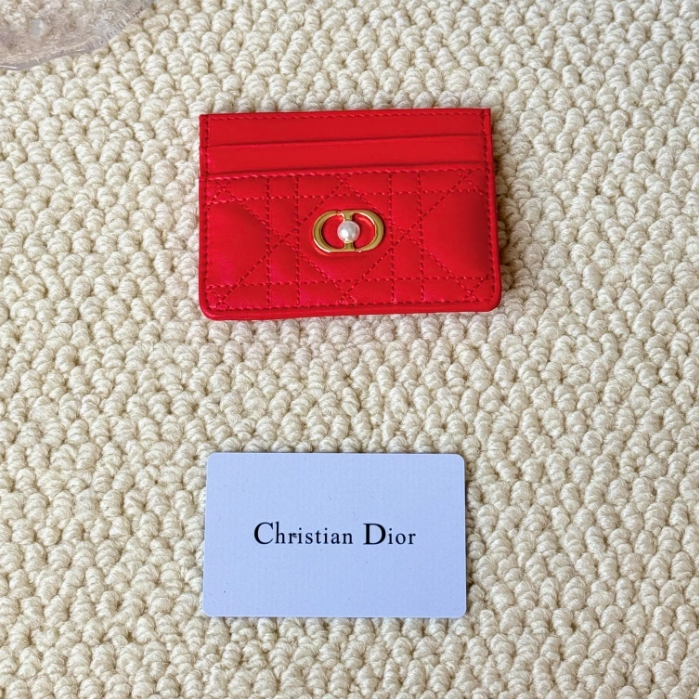 Dior-Pattern Card Clip Wallet