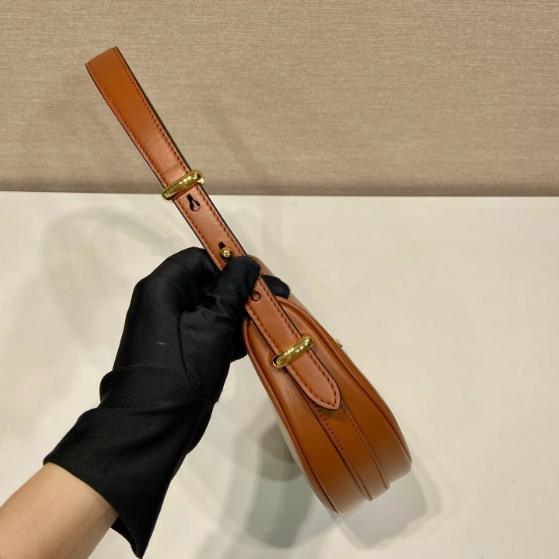 Prada-Moon Shoulder Strap Leather Handbag