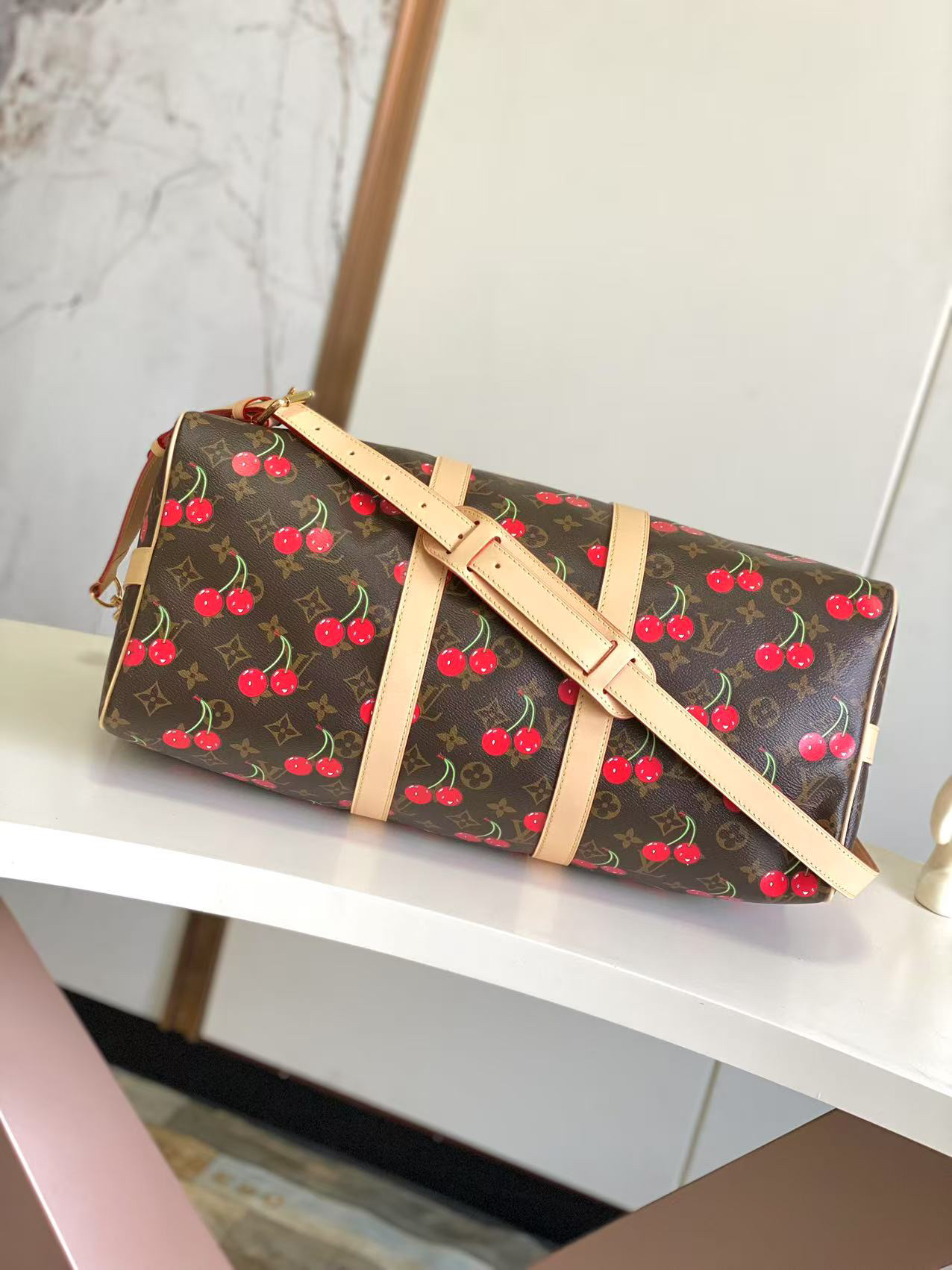 Louis Vuitton X Takashi Murakami Speedy Bag Cherry Brown Monogram Gold Hardware