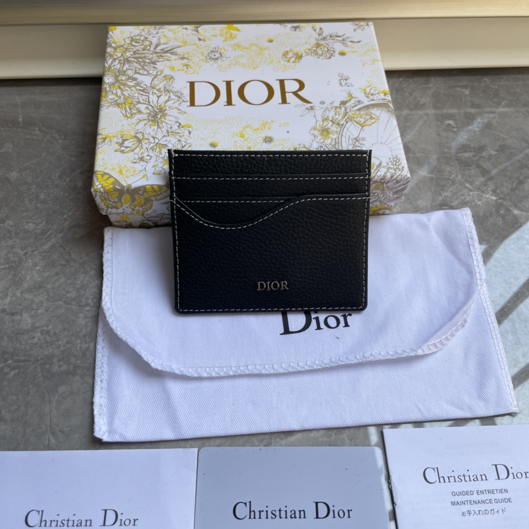 Dior-Saddle clip black grain cowhide leather