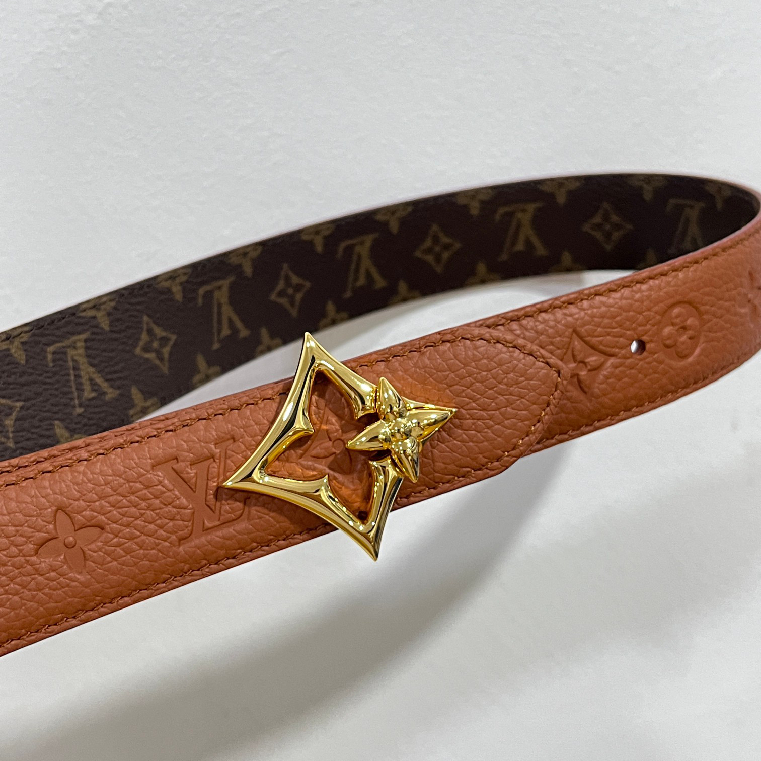 LV - Printed Reversible Smooth Buckle Leather Canvas Belt
