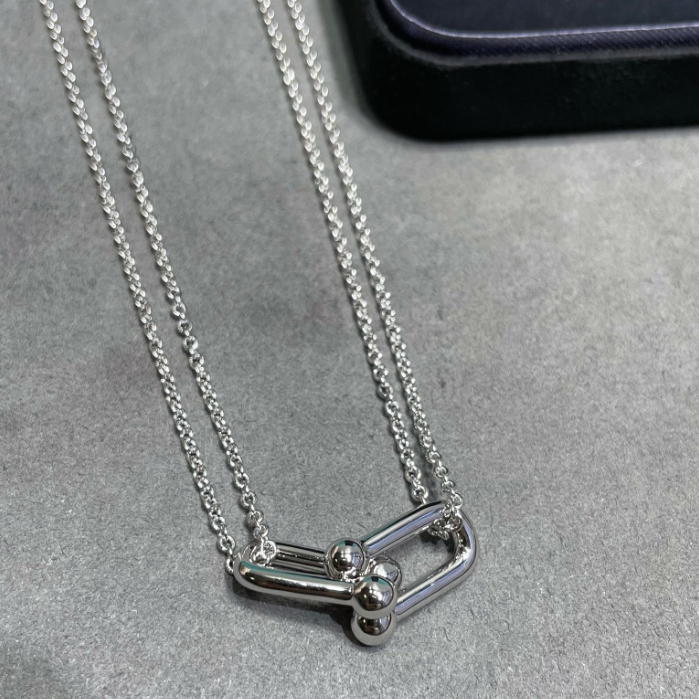 TIFFANY&Co-Double Ring Smooth Horseshoe Buckle Necklace