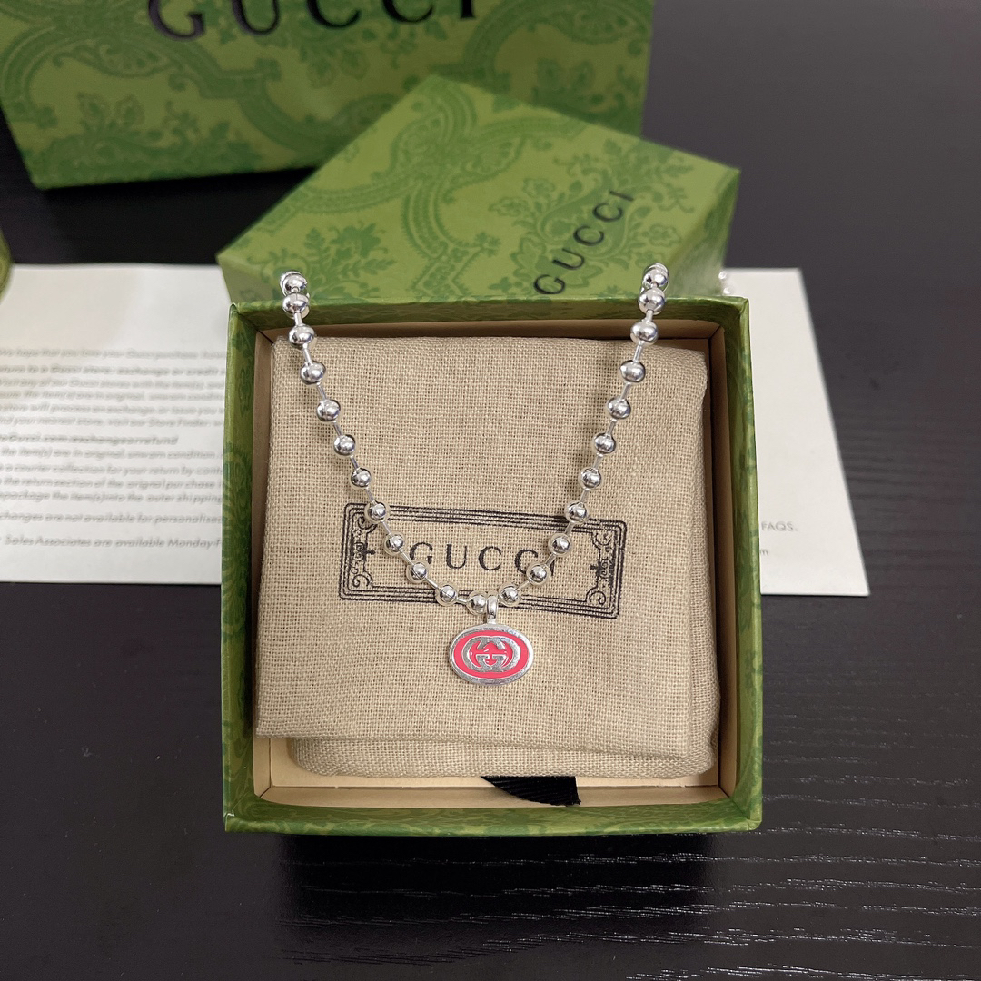 GUCCI-Interlocking bead chain necklace
