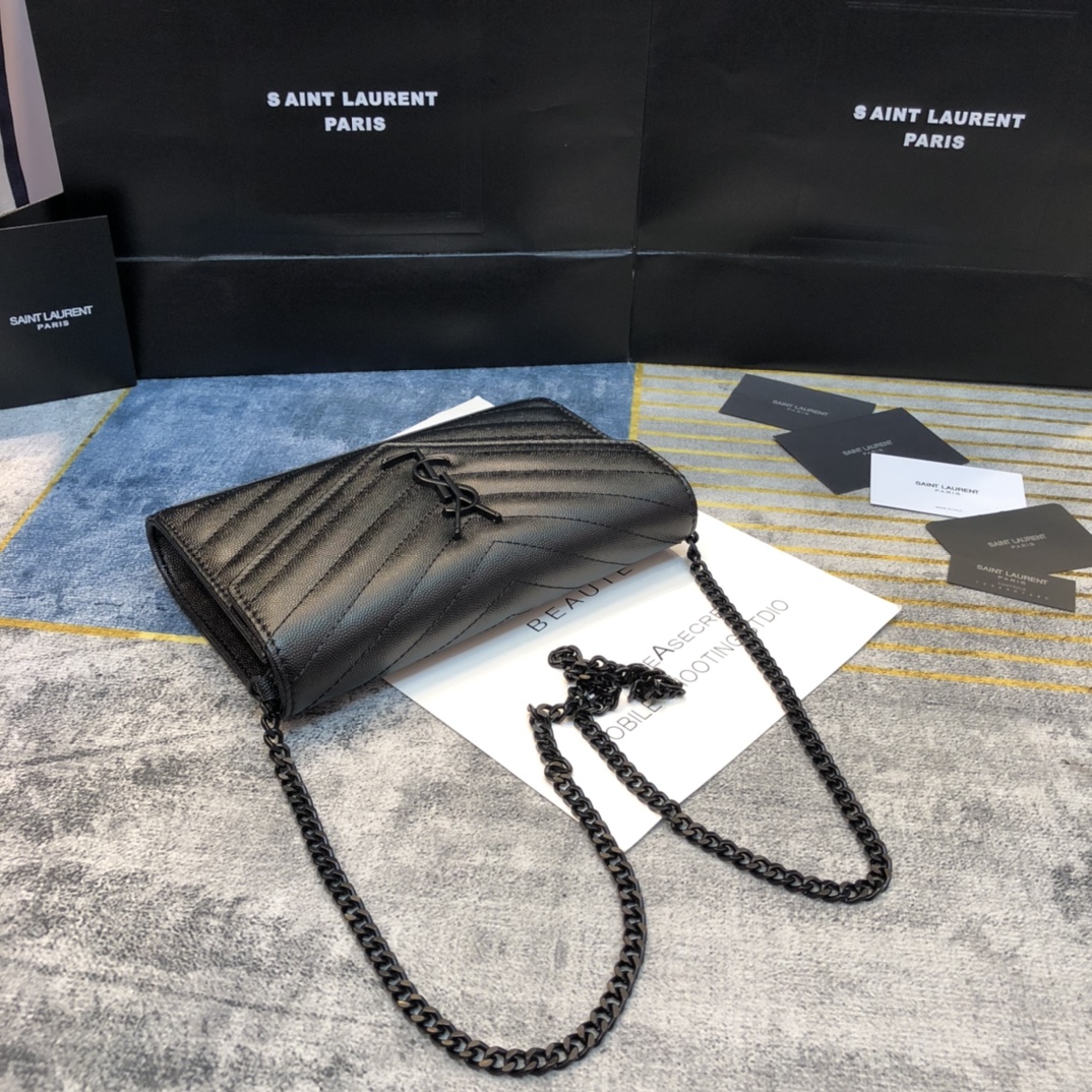 YSL-Monogram Woc Black button caviar