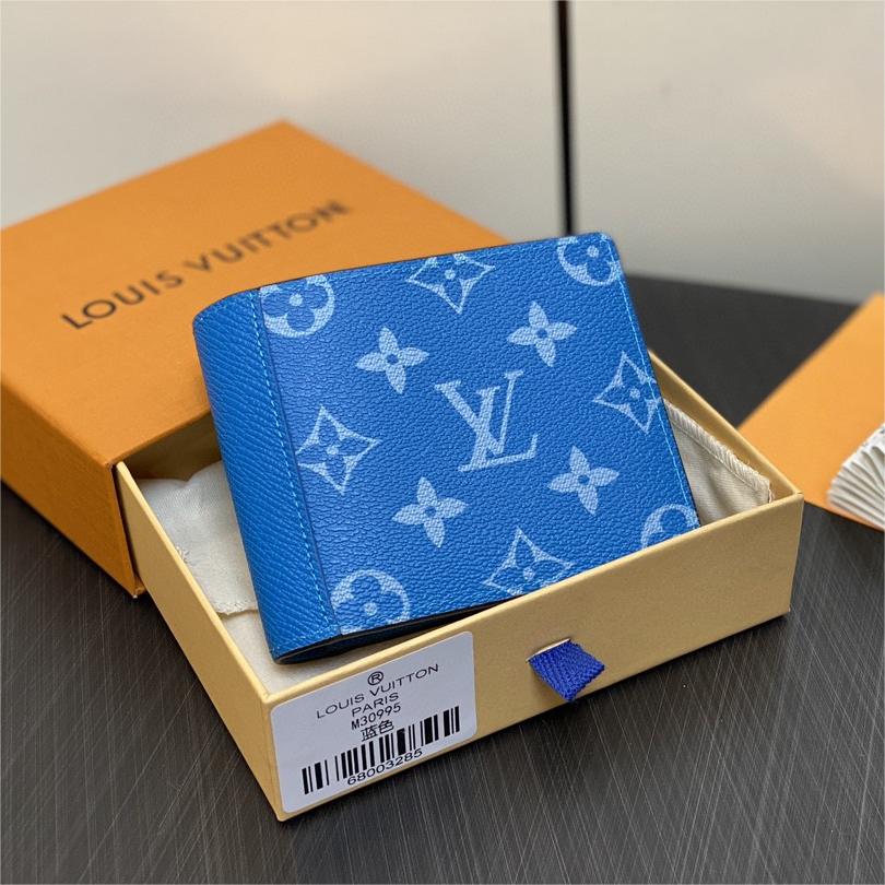 LV-Splicing Ta ï ga leather with monogram eclipse canvas wallet