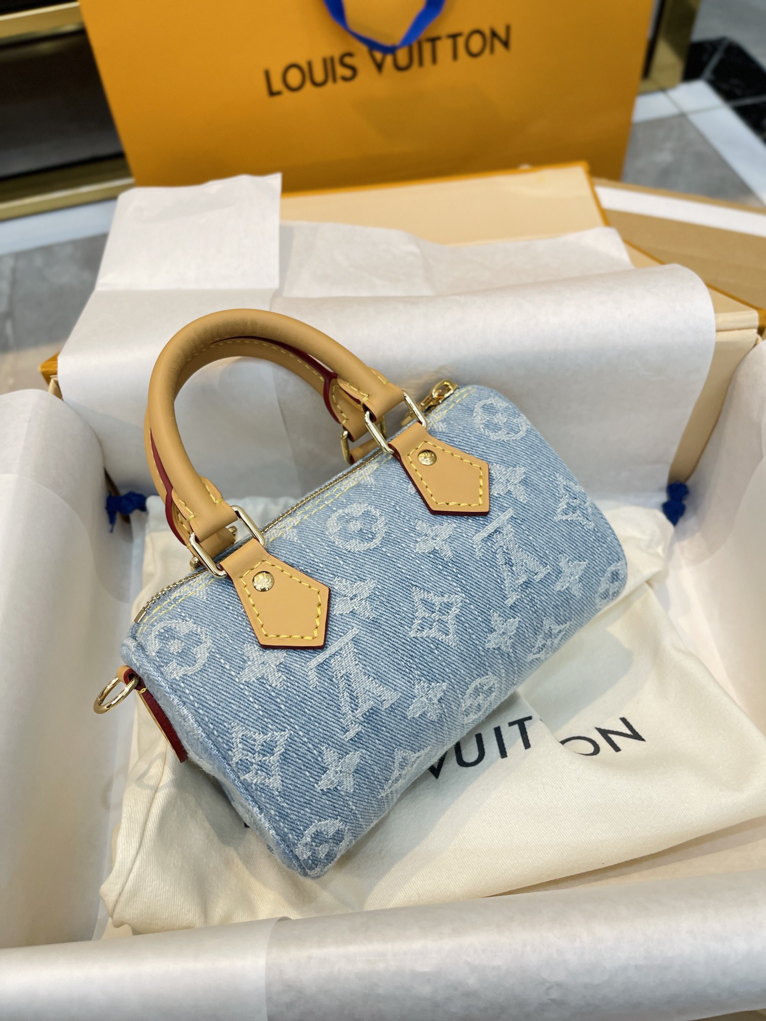 LOUIS VUITTON LV Nona Speedy Blue Hand Bag