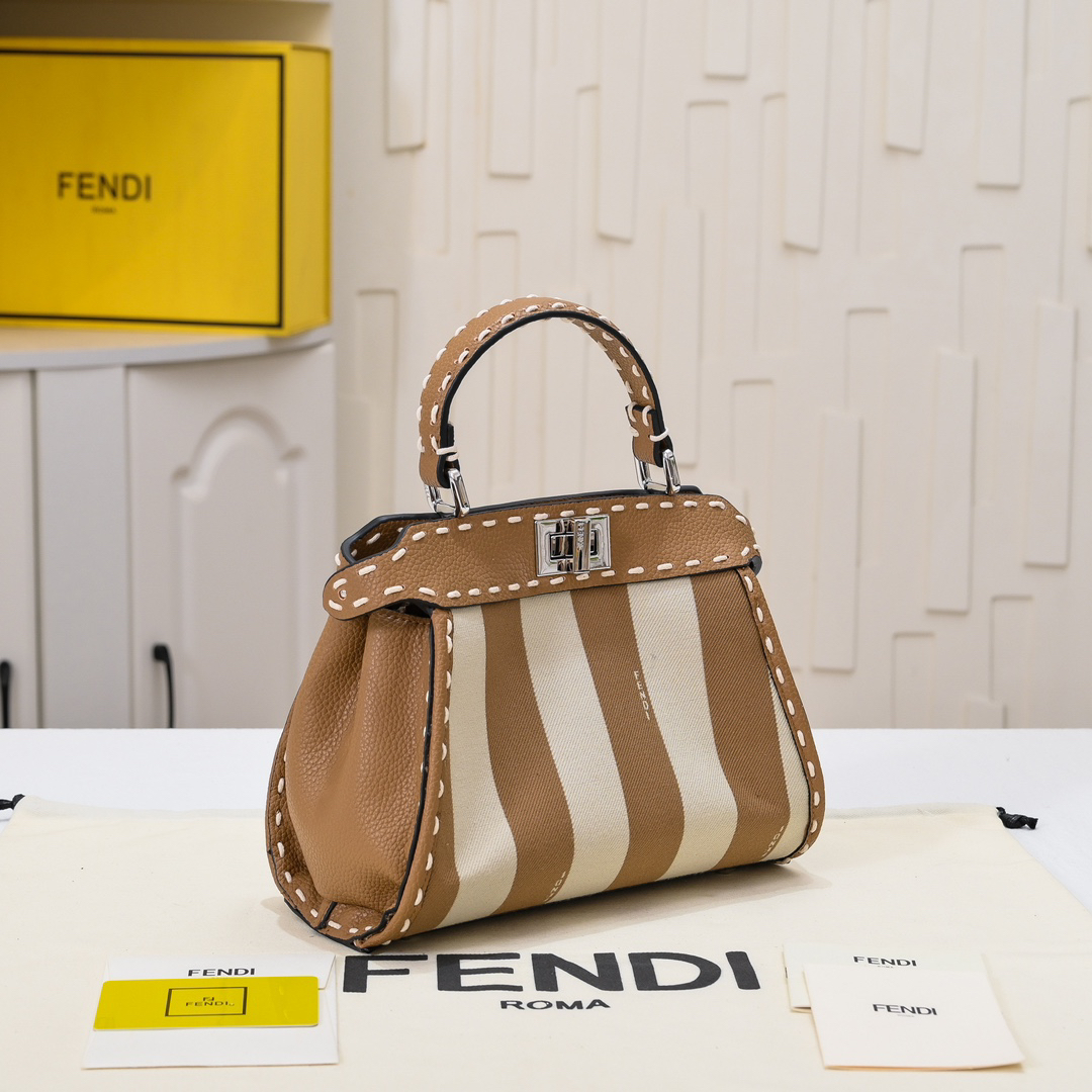 FENDI-Latest striped hand sewn kitten bag