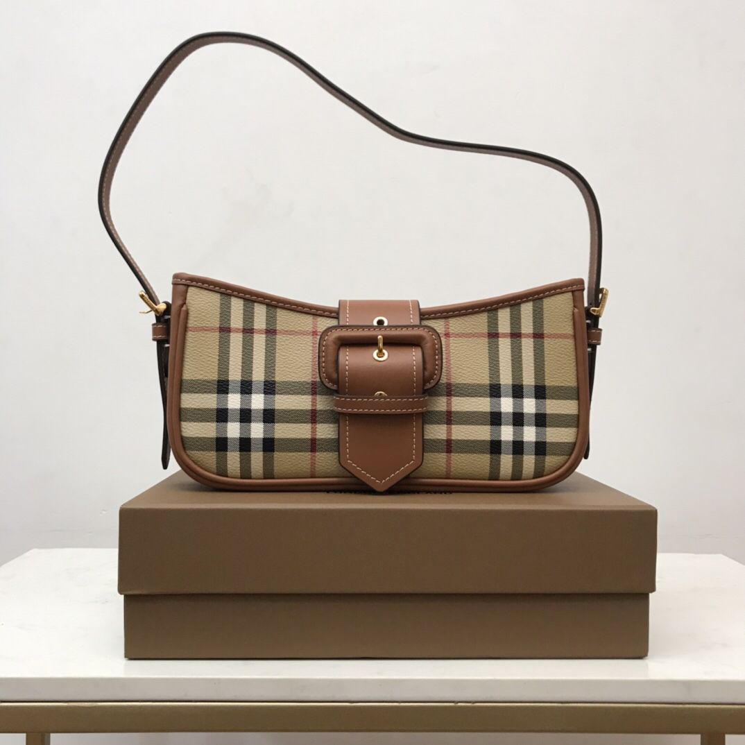 Burberry-Plaid lamb skin crossbody bag