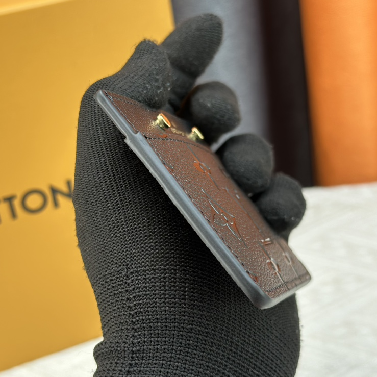 LV-Monogram Emreinte Leather Card Holder Wallet