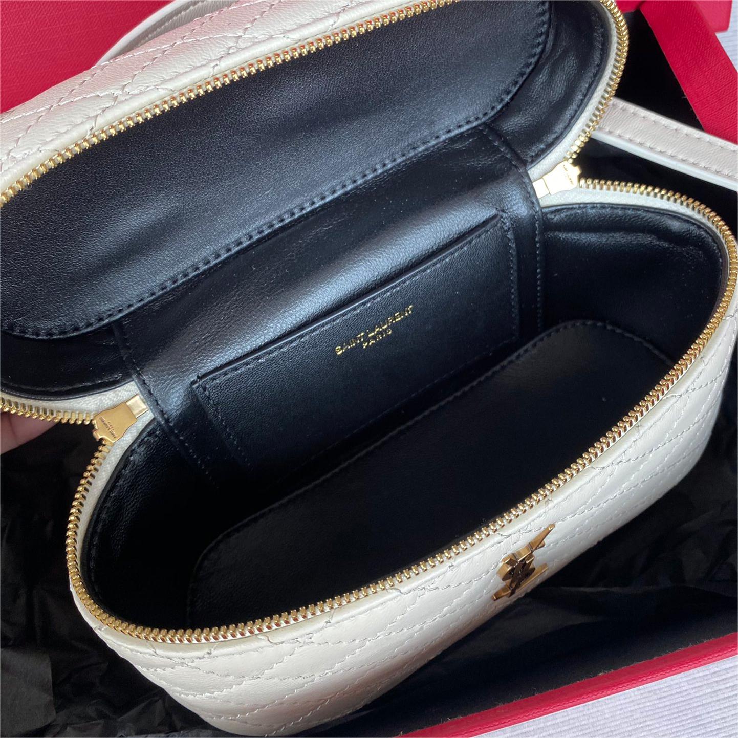 YSL-Sheepskin leather shoulder straps, hand-held bag, makeup bag