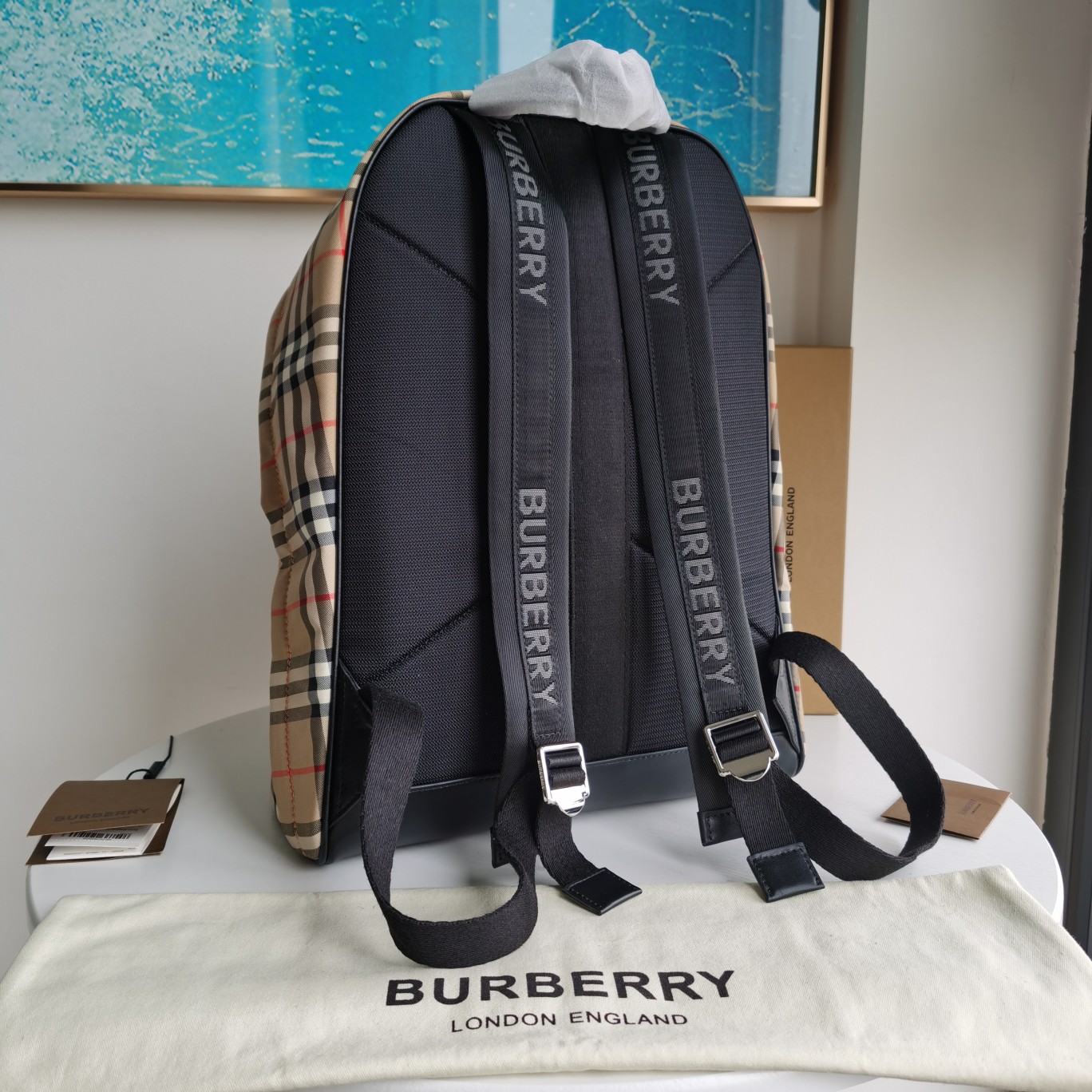 Burberry-Vintage vintage plaid nylon backpack