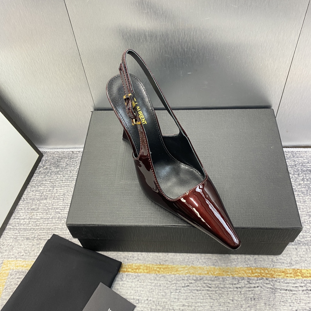 Saint Laurent-Sling Back Pump in Leather Pattern