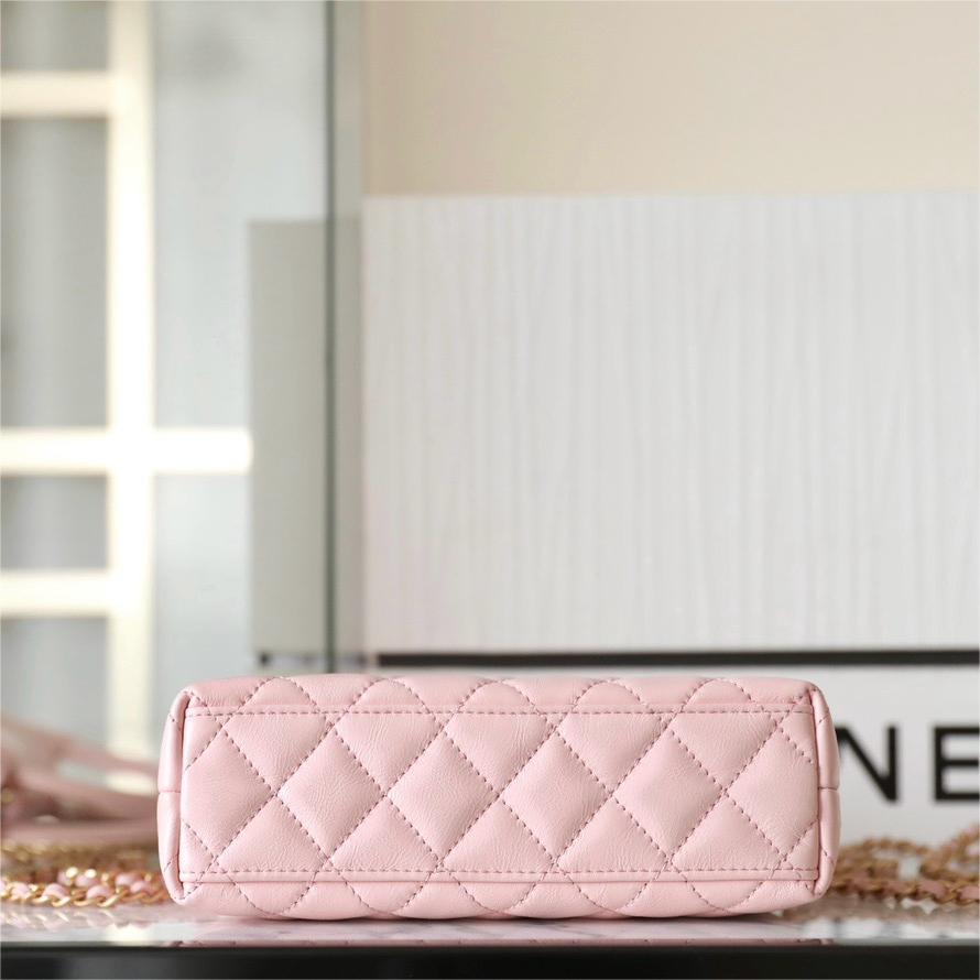 Chanel-Kelly Large Pink Handheld Chain Bag