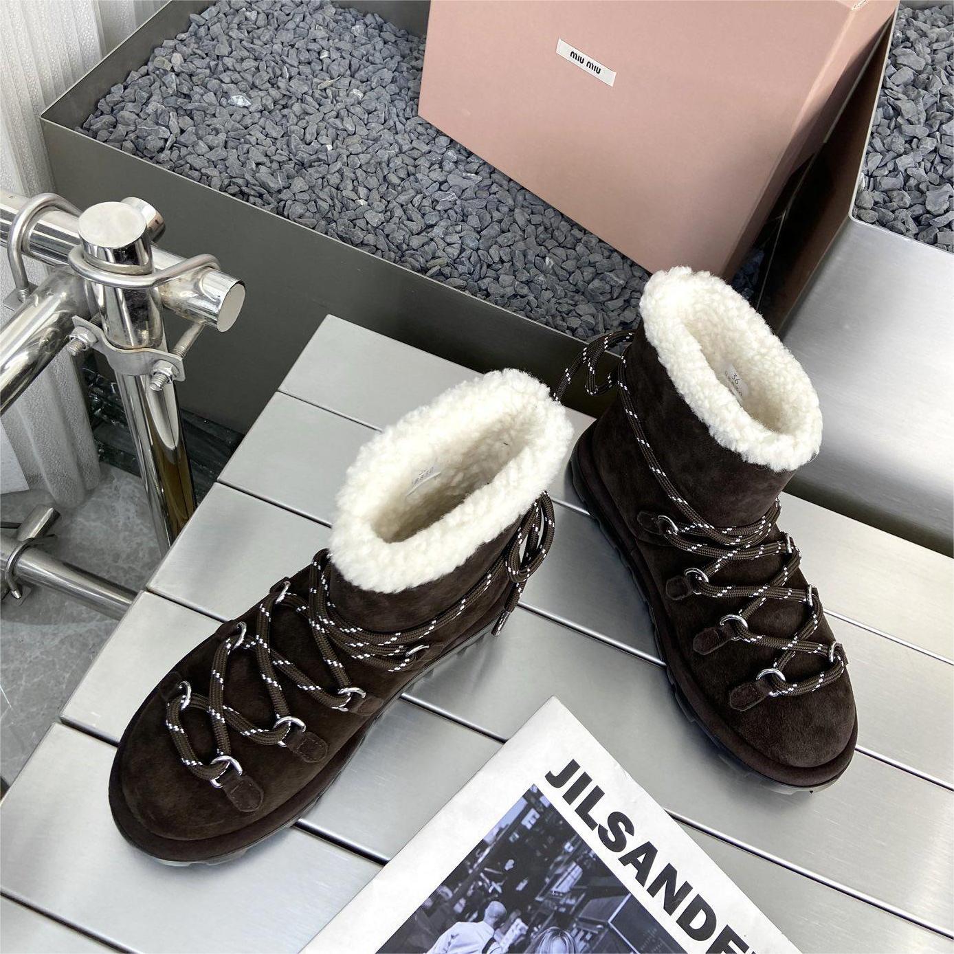 miumiu-Autumn and winter wool snow boots shoes