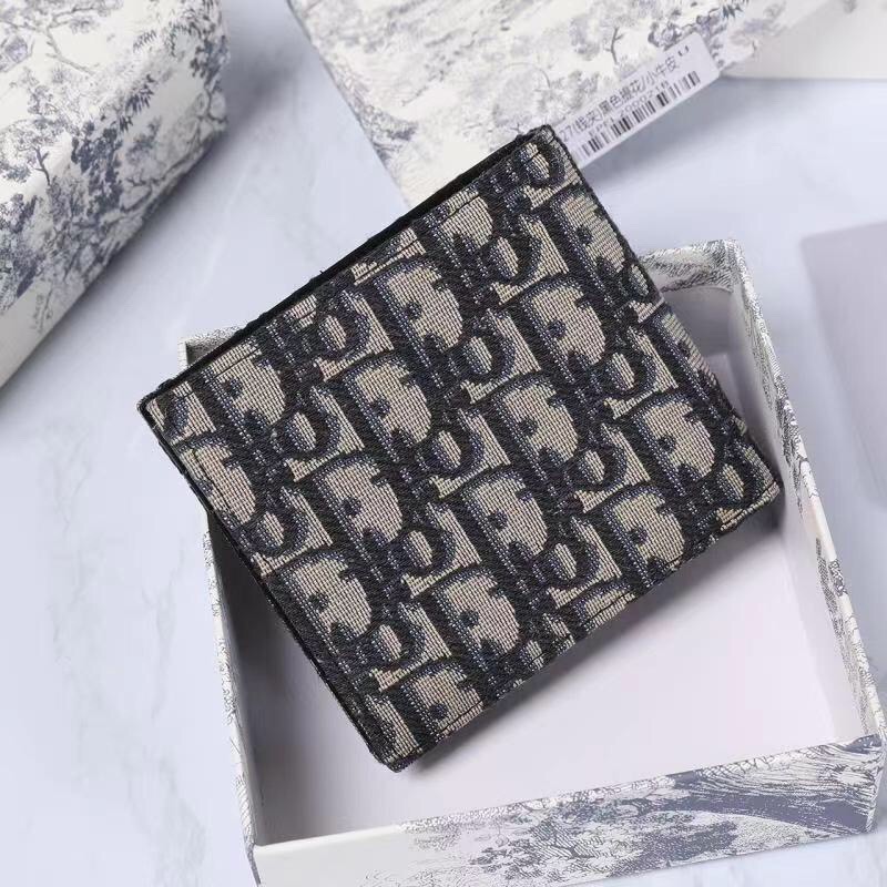 Dior-Oblique printed double fold wallet