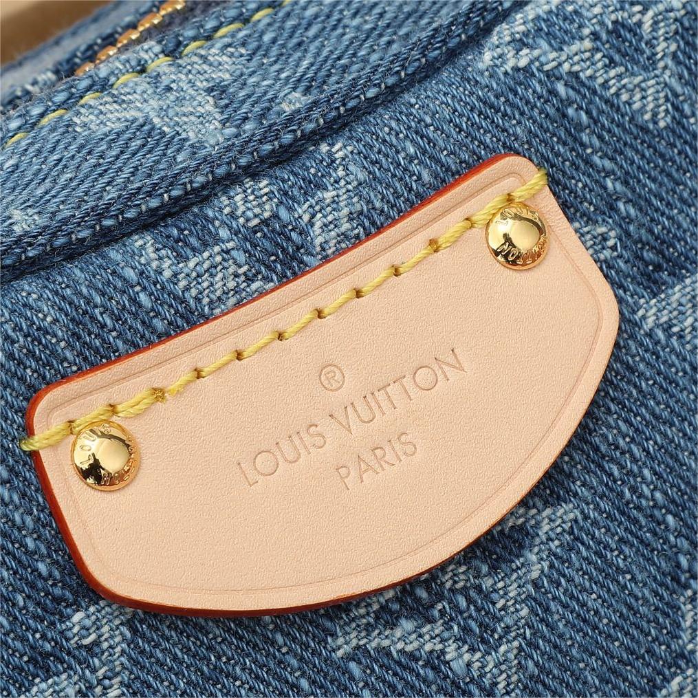 Lv-Croissant Medium Denim Handbag