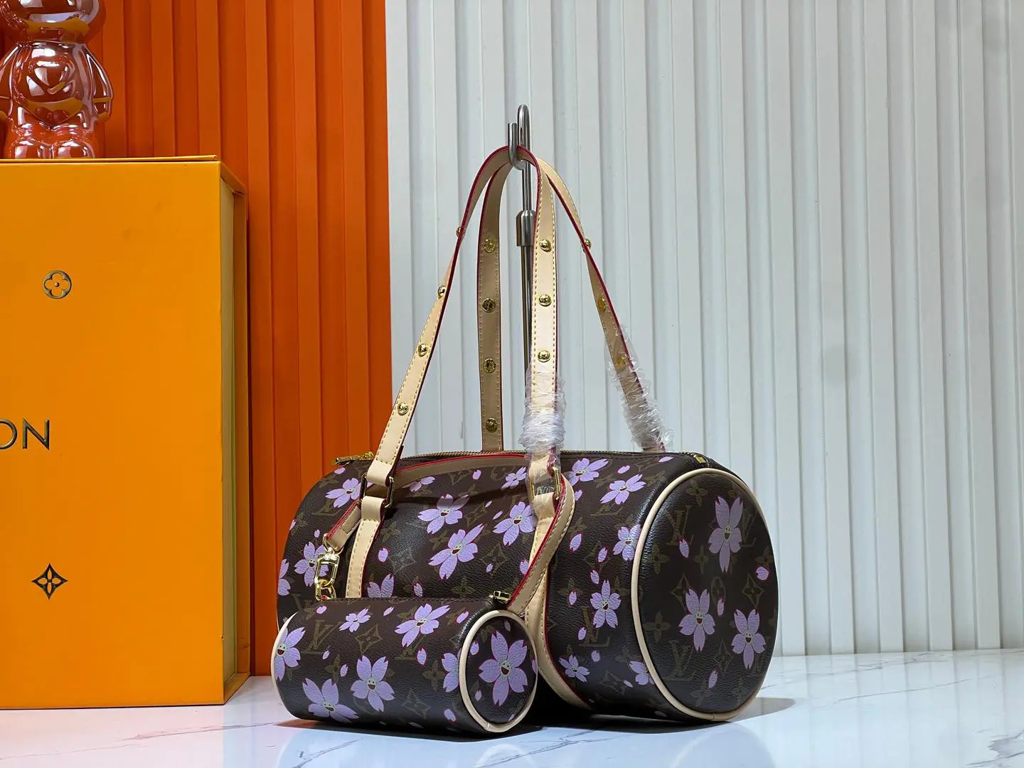 LV x Takashi Murakami cherry blossom papillon handbag