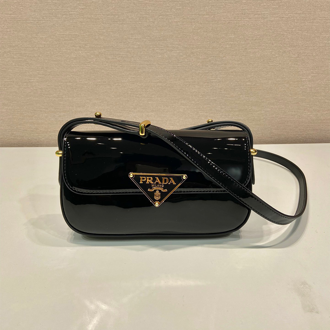 PRADA-Shiny leather shoulder bag