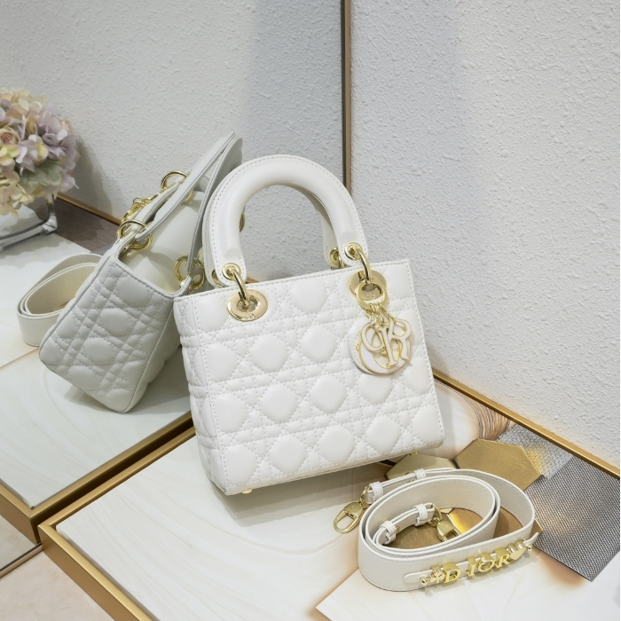 Dior-Four Grid Sheepskin Enamel Buckle Daifei bag