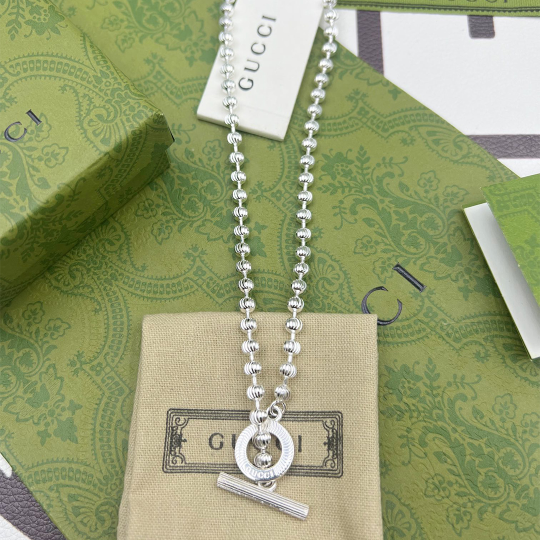 GUCCI-Silver Beads Necklace