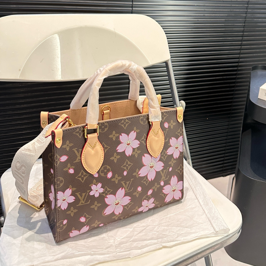 LV x Takashi Murakami OnTheGo PM Sakura Brown