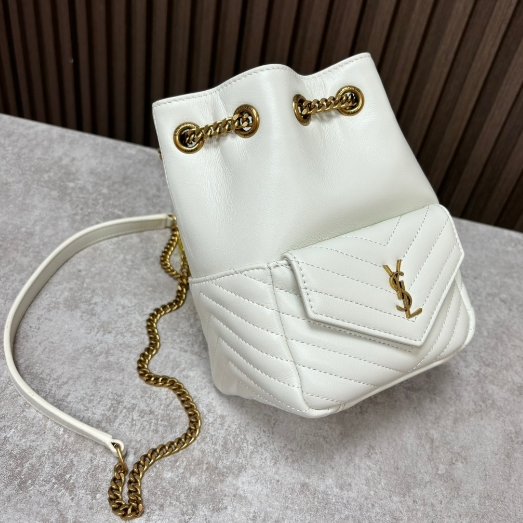 YSL-Sheepskin Platinum Mini Bucket Bag