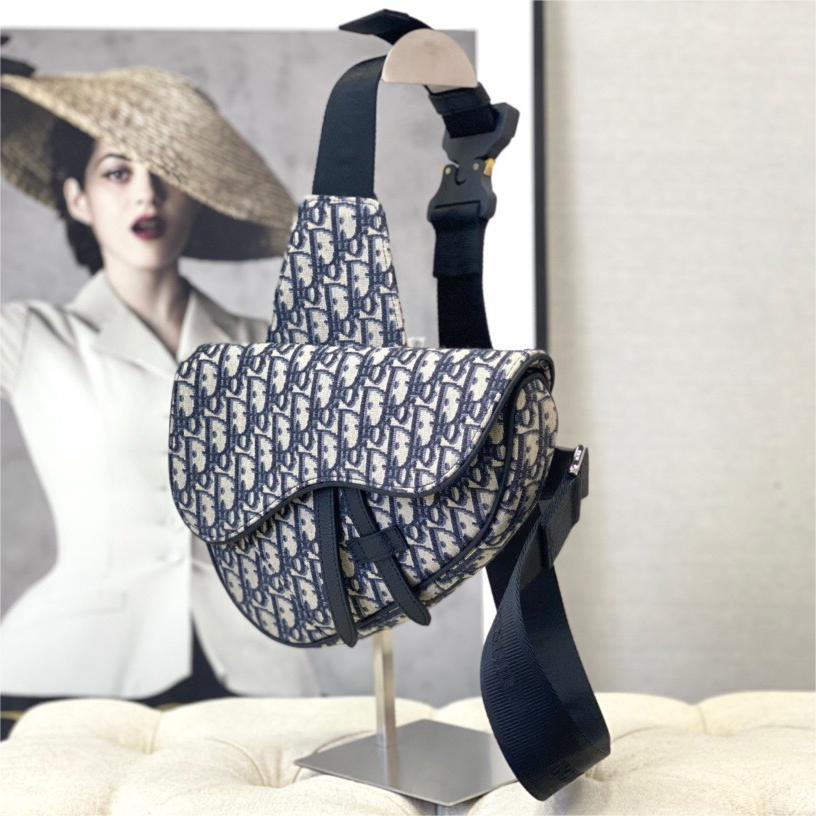 Dior-Canvas blue waist bag