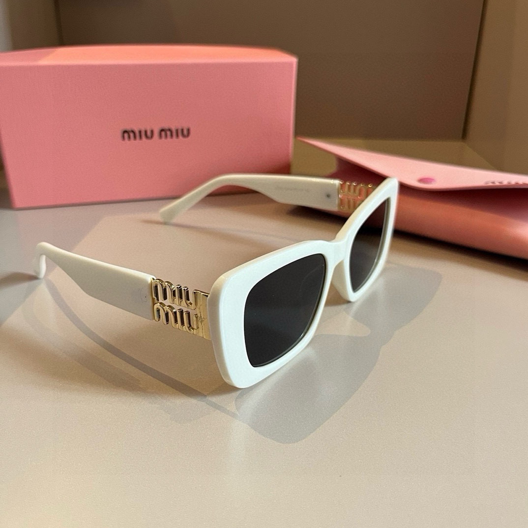 MiuMiu-2024 New Side Gold Logo Sunglasses