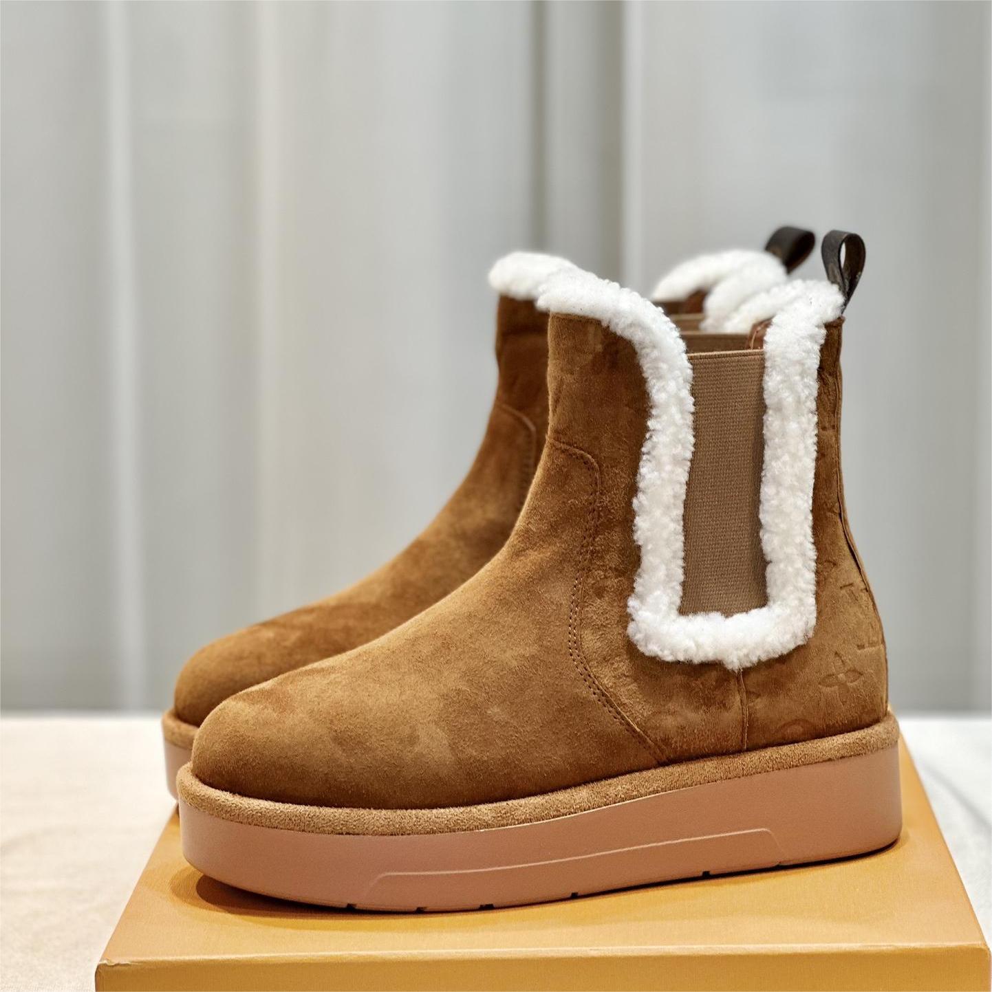 LV-Wool Thick soled Chelsea Woolen Boots