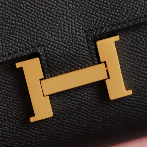 Hermes-Black Gold Buckle Crossbody Bag