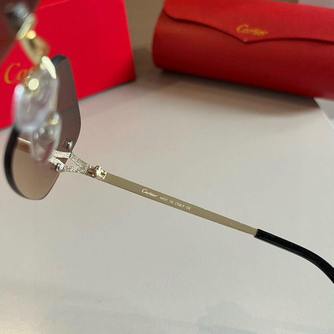 Cartier metal frameless PC leg sunglasses