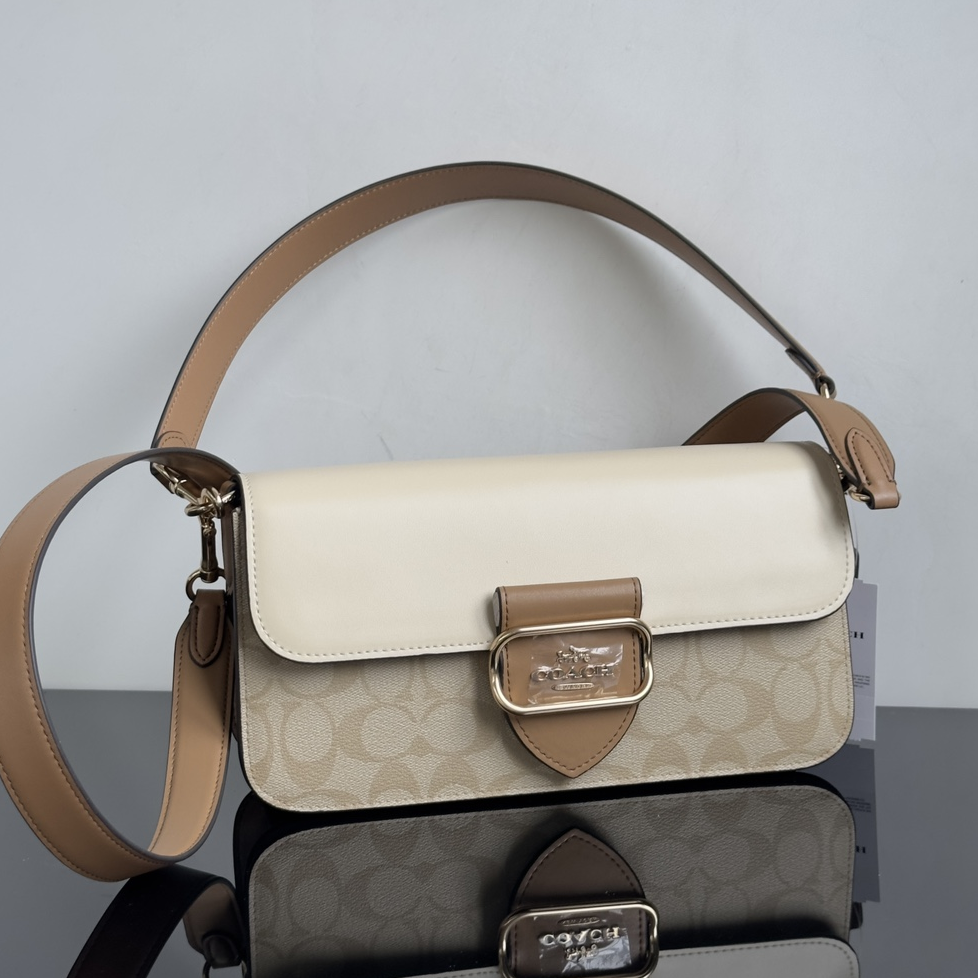 COACH - Morgan 27 Leather with Fabric Underarm Bag Handbag Shoulder Bag