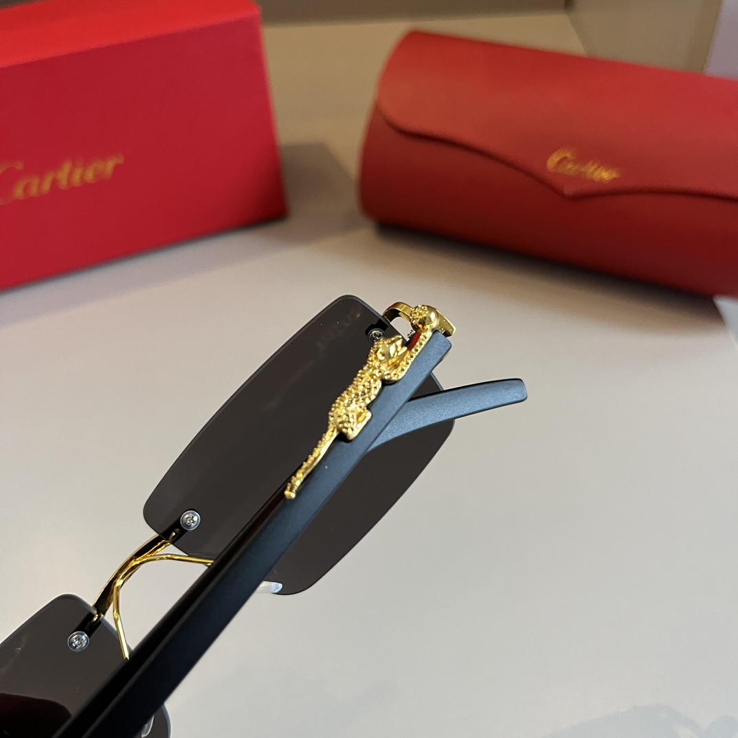 Cartier-metal frameless black classic sunglasses