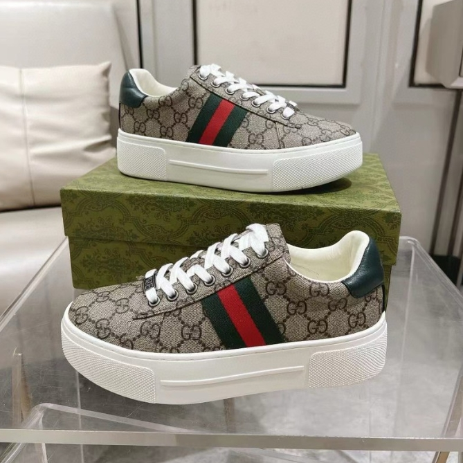 Gucci-Casual Thick Soled White Shoes
